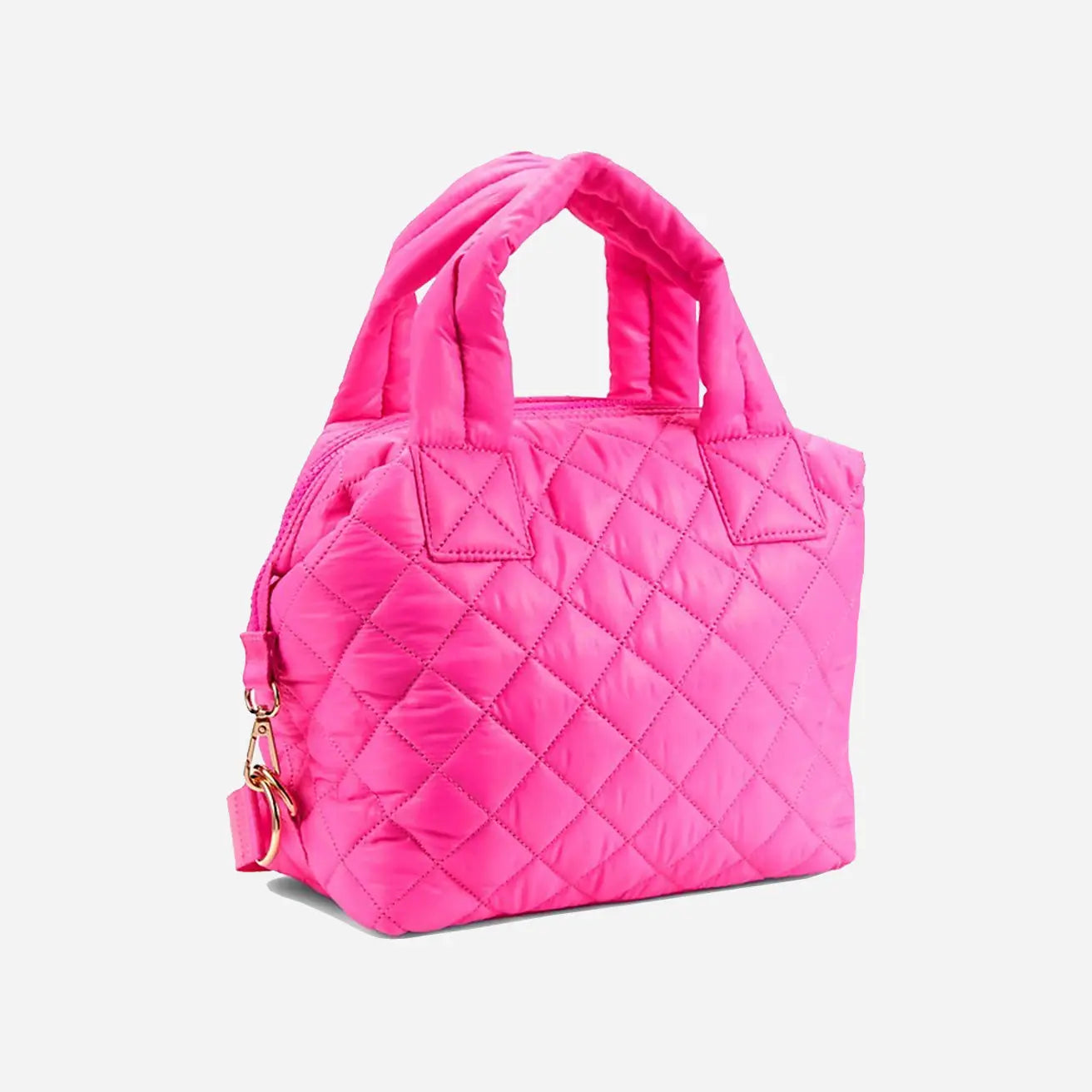 Pink Quilted Nylon Satchel