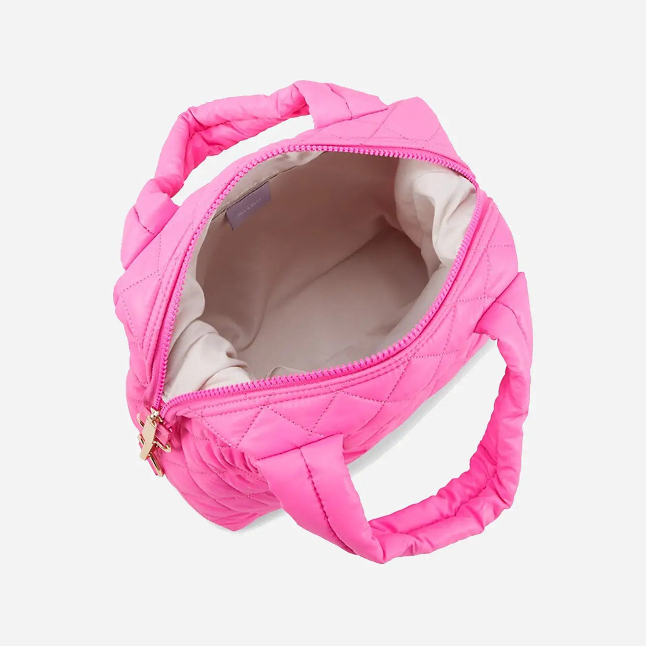 Pink Quilted Nylon Satchel