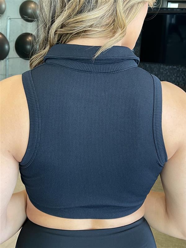 Birdie Ribbed Cropped Polo Active Bra