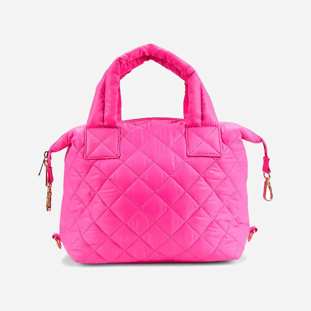 Pink Quilted Nylon Satchel