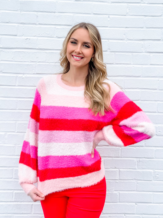 Jelly Stripe Eyelash Sweater